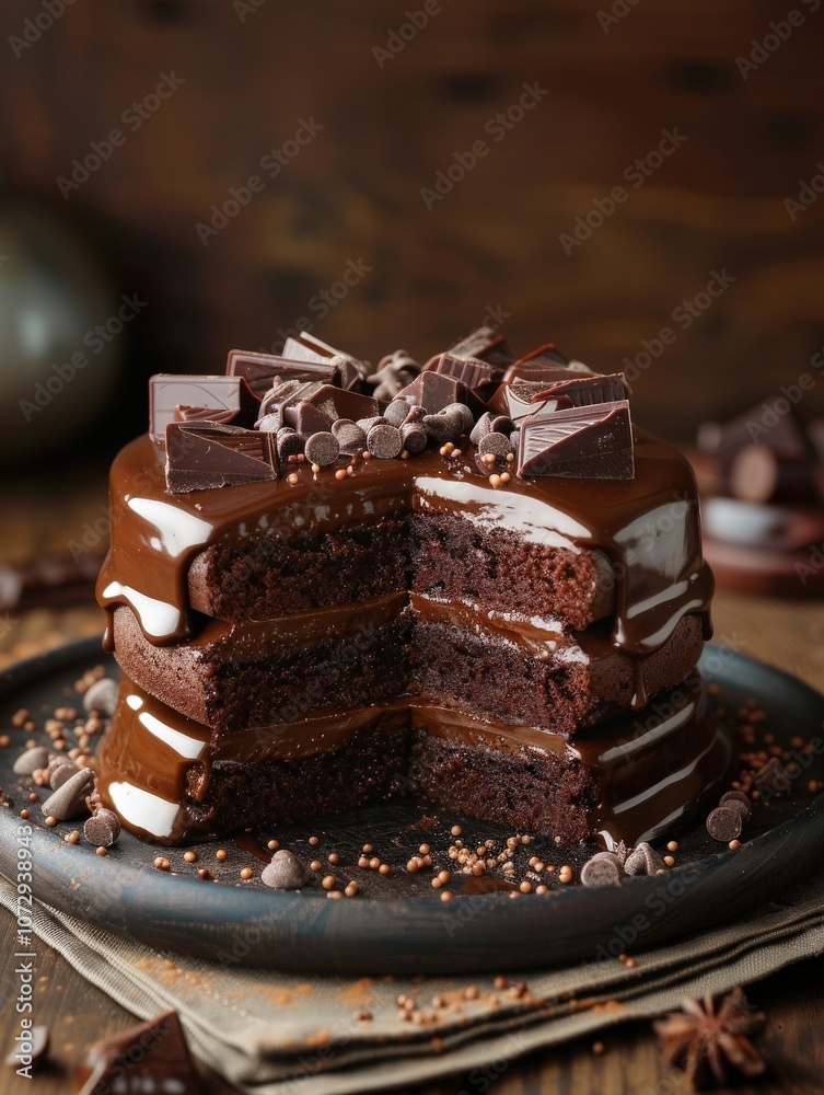 Decadent chocolate layer cake with rich frosting Decadent chocolate layer cake with rich frosting
