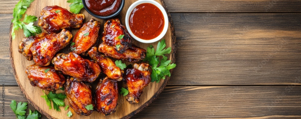 Delicious grilled chicken wings on rustic background Delicious grilled chicken wings on rustic background