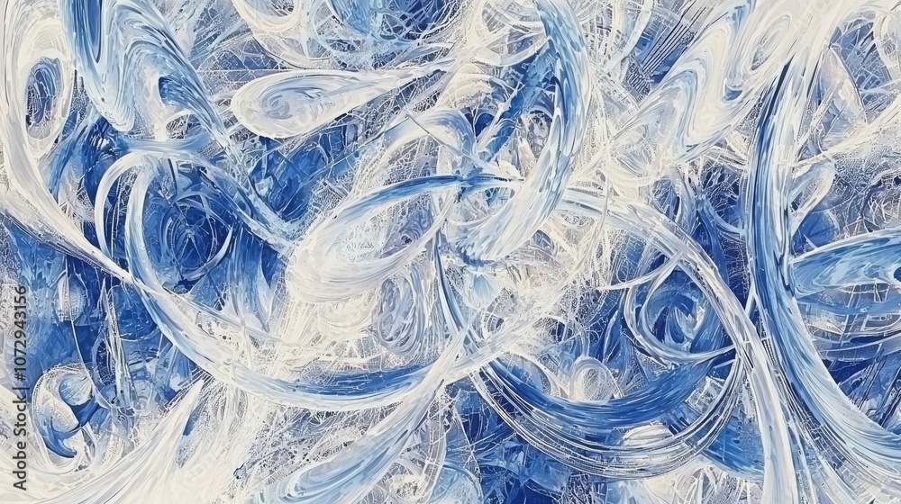 Obraz premium Abstract Swirling Blue and White Design