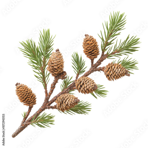 A close-up view of a pine branch with cones, showcasing the natural beauty and detail of the pine needles and the texture of the cones.