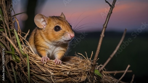 Glimmers at Dusk: A Hazel Dormouse in the Twilight