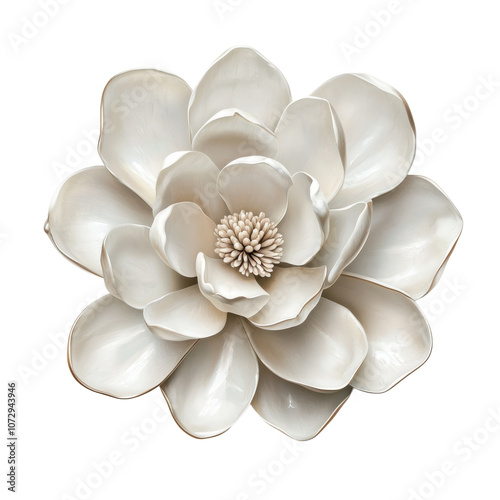 A stunning close-up of a white flower showcasing intricate petal details. This elegant bloom is perfect for nature-themed designs and projects.