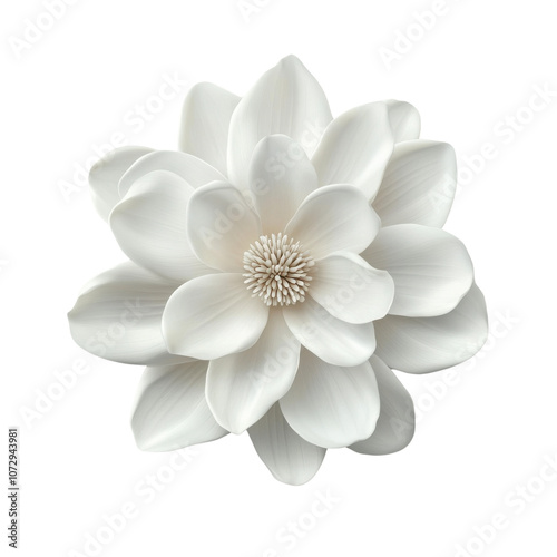 A stunning white flower with delicate petals, radiating beauty and elegance. Perfect for nature lovers, botanical themes, and serene environments.