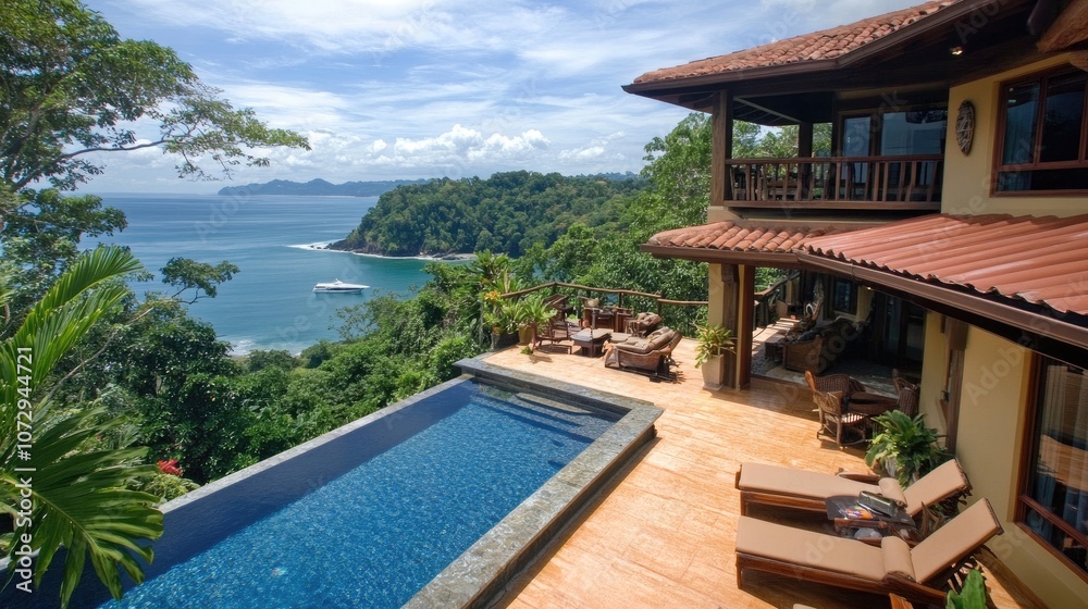 Fototapeta premium Serene Oceanfront Villa with Stunning Views