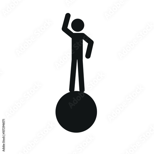 pictogram of a human figure, gymnast on a large ball, on a transparent background