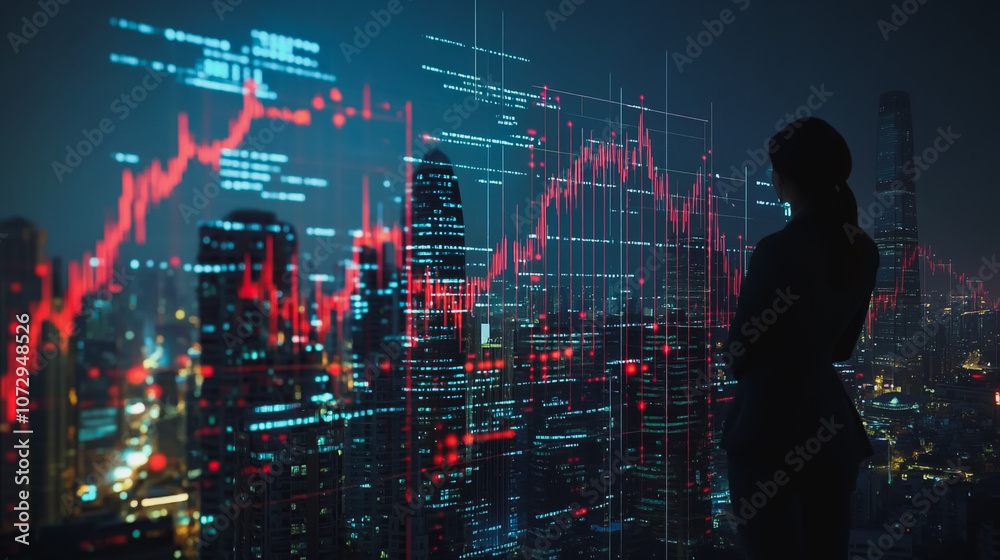 Abstract business team stands on the peak of success amid tall, innovative Smart city and graphs with statistics to analyze business potential and predict future developments in company growth. Abstract business team stands on the peak of success amid tall, innovative Smart city and graphs with statistics to analyze business potential and predict future developments in company growth.