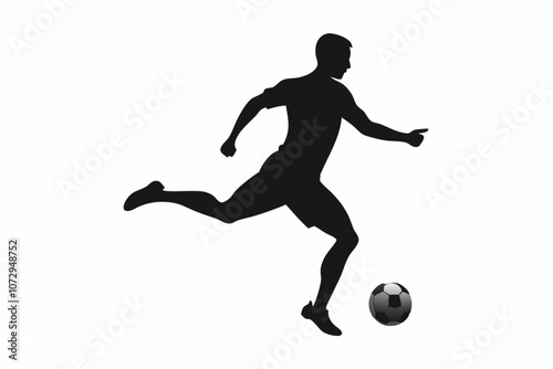 Soccer player silhouette vector on white background.