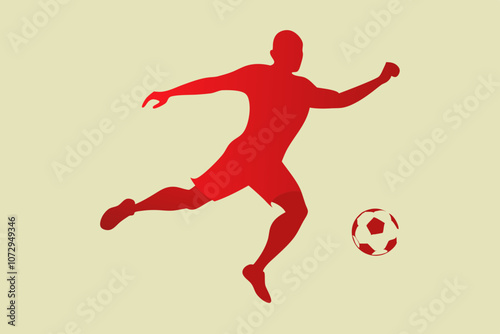 Soccer player silhouette vector on white background.