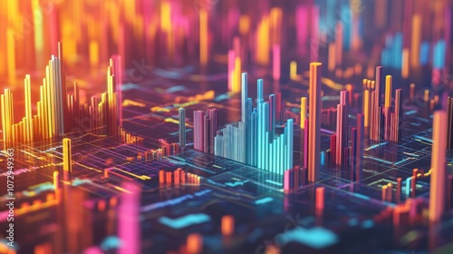 Vibrant Financial Data Visualization with Multi Colored Graphs and Charts Illustrating Stock Market Trends and Economic Analysis for Business and Investment Insights