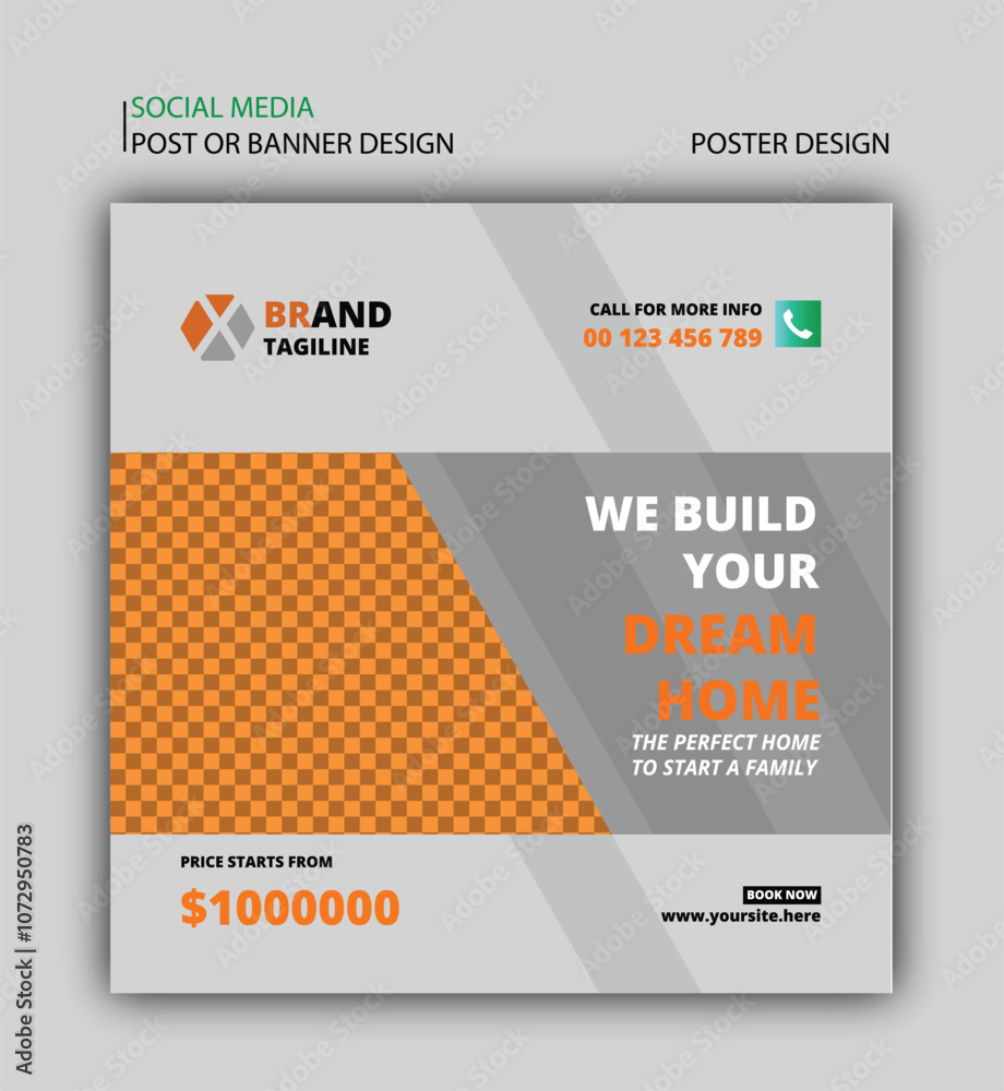 Fototapeta premium We build your dream home for living social media post design template 