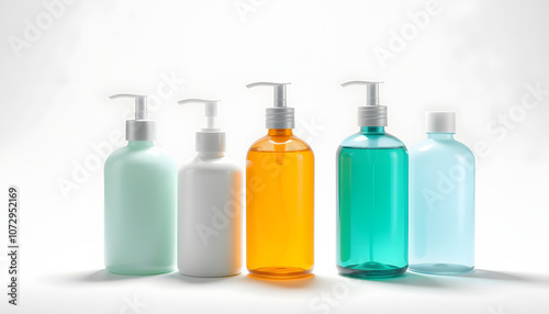 pump or dispenser bottles for cream, lotion, shampoo isolated with white highlights, png