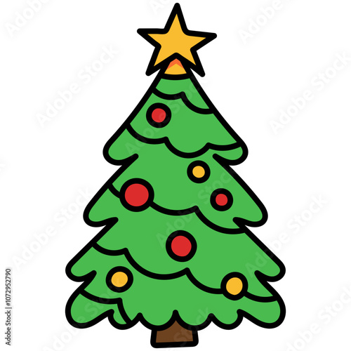 Decorated Christmas Tree Illustration