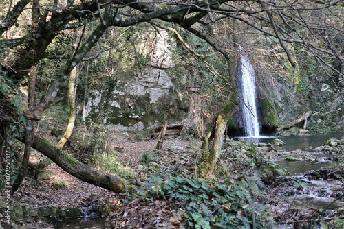 Obraz na płótnie Carpinone - Cascata Schioppo dal sentiero di accesso w salonie
