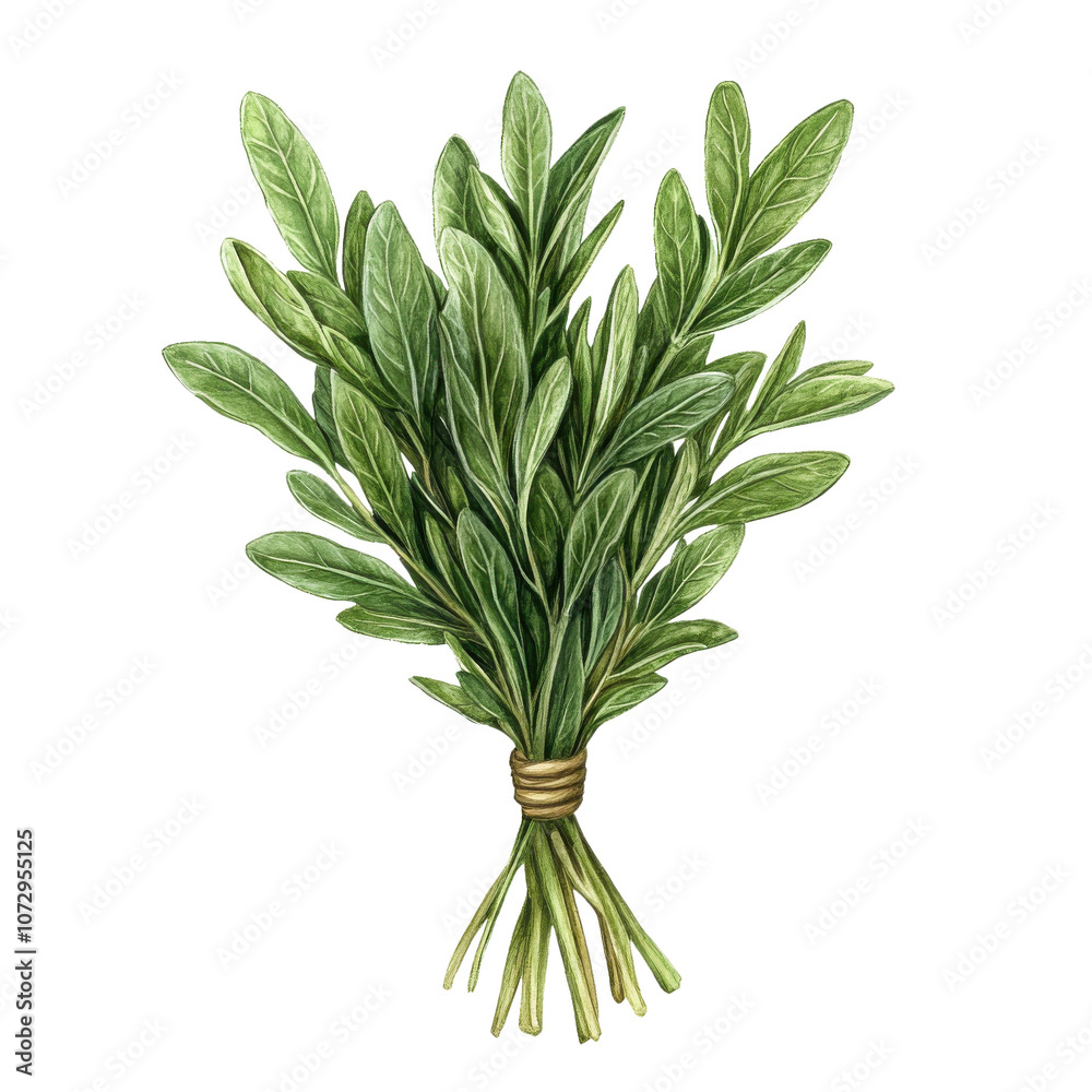 A vibrant, fresh bouquet of aromatic herbs, showcasing lush green leaves tied together, perfect for culinary or decorative use in a kitchen setting. A vibrant, fresh bouquet of aromatic herbs, showcasing lush green leaves tied together, perfect for culinary or decorative use in a kitchen setting.