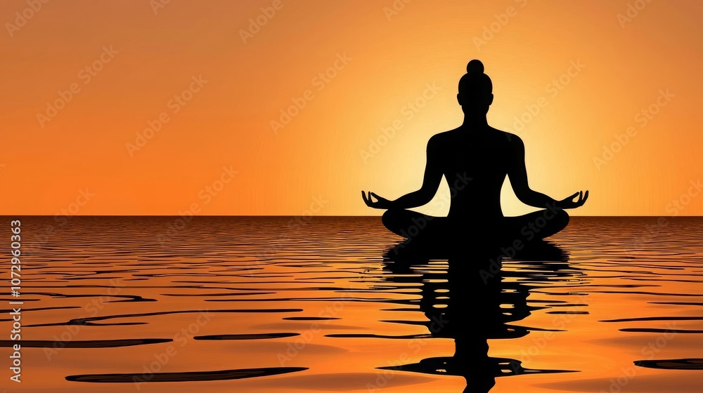 Serene Waters with Silhouette at Sunset Serene Waters with Silhouette at Sunset