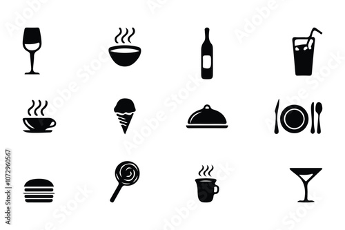 silhouette food icon vector art illustration