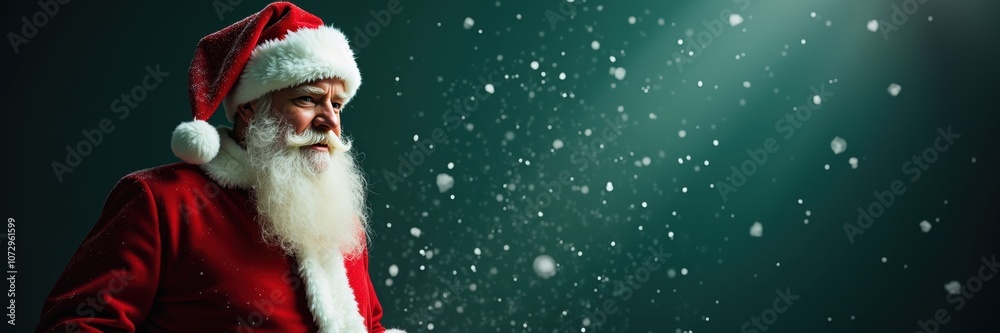 Celebrate the holiday spirit with this festive image of Santa Claus, capturing the magic of Christmas joy and wonder, perfect for seasonal marketing and greeting cards. Celebrate the holiday spirit with this festive image of Santa Claus, capturing the magic of Christmas joy and wonder, perfect for seasonal marketing and greeting cards.