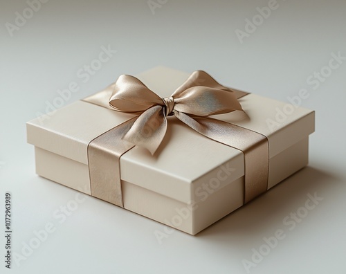 An elegant gift box with a champagne ribbon, ideal for winter celebrations, holidays, and corporate gifting. Perfect for showcasing luxury and anticipation.