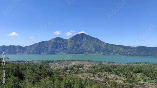 Views of mount and lake Batur in Bali 