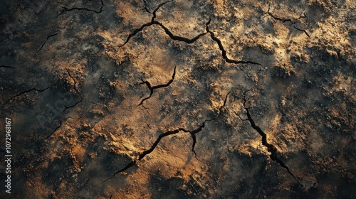 Heatwave Scorches Drought Stricken Field with Cracked Parched Dry Earth Texture. Climate Crisis and Environmental Disaster Concept