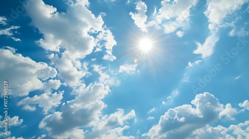 Sunny Day with Fluffy Clouds