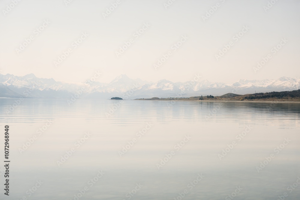 Mountain Landscape Reflection on Lake Pukaki, New Zealand Mountain Landscape Reflection on Lake Pukaki, New Zealand