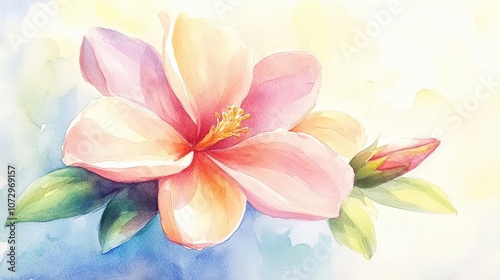 Beautiful watercolor flower in soft colors.