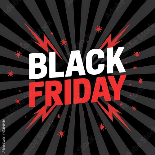 Wallpaper Mural Bold Black Friday Promotional Graphic with Striking Typography, Red Lightning Bolts, and Festive Bursts on a Dynamic Black Gradient Background Torontodigital.ca