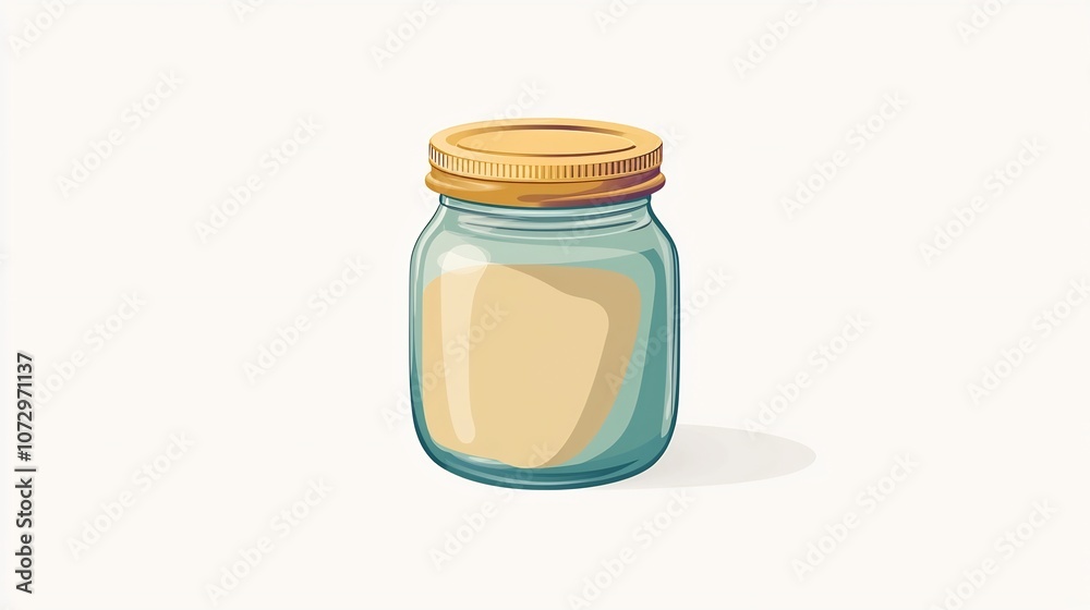 Tiny Glass Seed Jar with Screw Lid on White Background Flat Design Tiny Glass Seed Jar with Screw Lid on White Background Flat Design