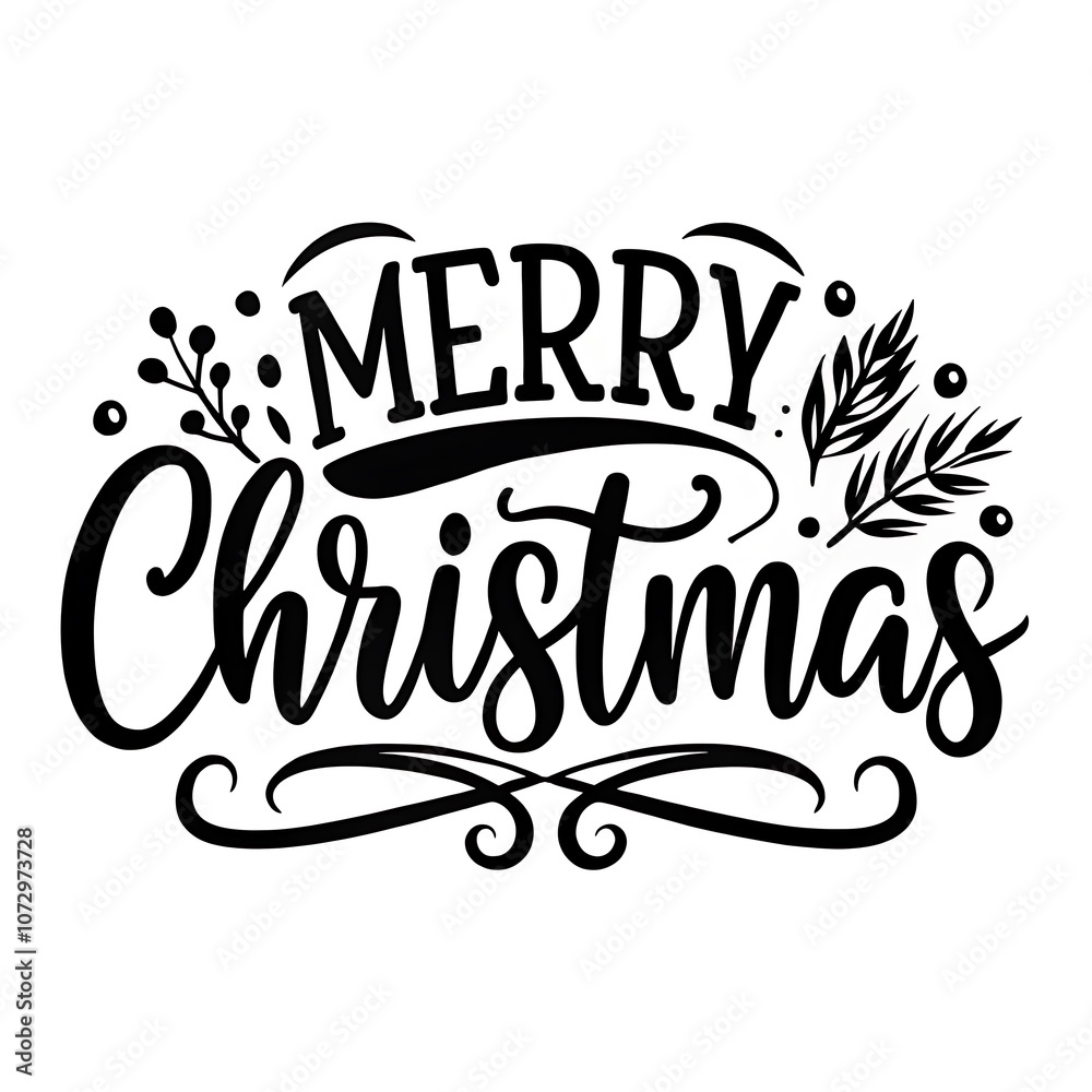 Obraz premium Festive Bold Black Christmas Font. Sleek Holiday Black Font.