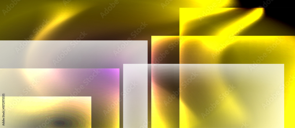 Fototapeta premium Glass squares with neon shiny light abstract background