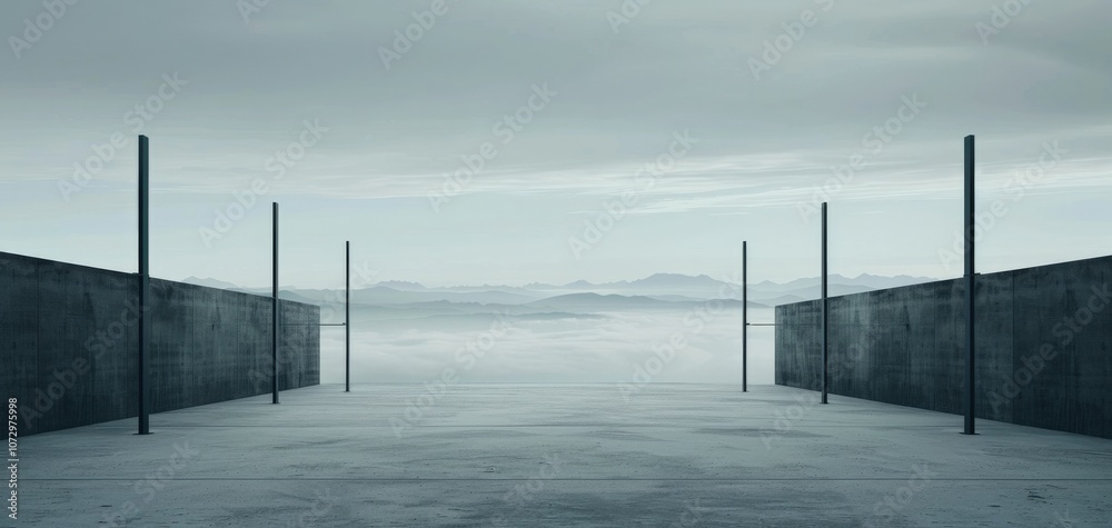 Fototapeta premium A serene, minimalistic concrete landscape view.