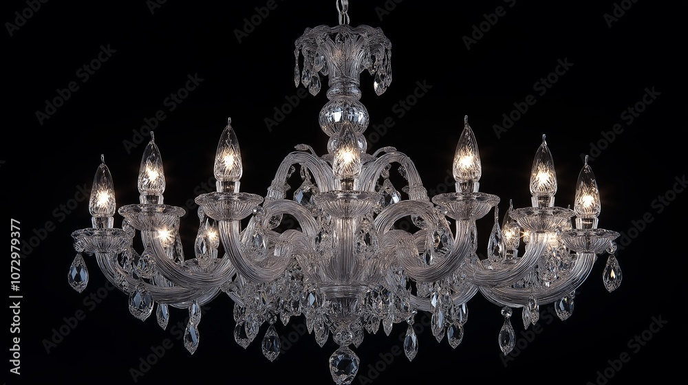 Crystal Chandelier with Intricate Carvings and Candle Holders Crystal Chandelier with Intricate Carvings and Candle Holders