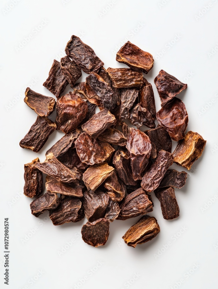 Fototapeta premium Overhead View of Dried Chipotle Peppers on White Background