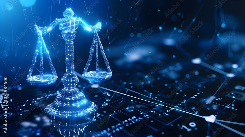The balance on the table the illusory light Decorative Statue of justice and finance The balance on the table the illusory light Decorative Statue of justice and finance