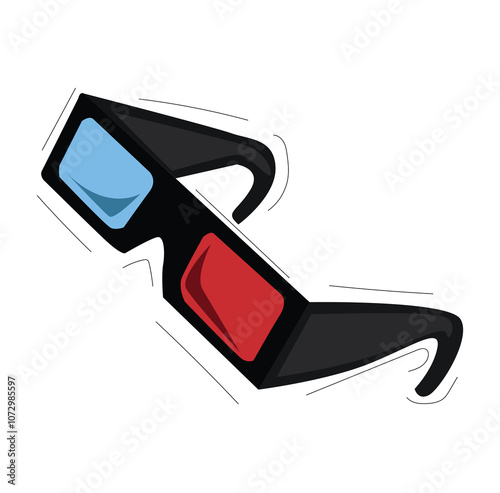 Glass Cinema vector Icon 3d Red Blue film glasses