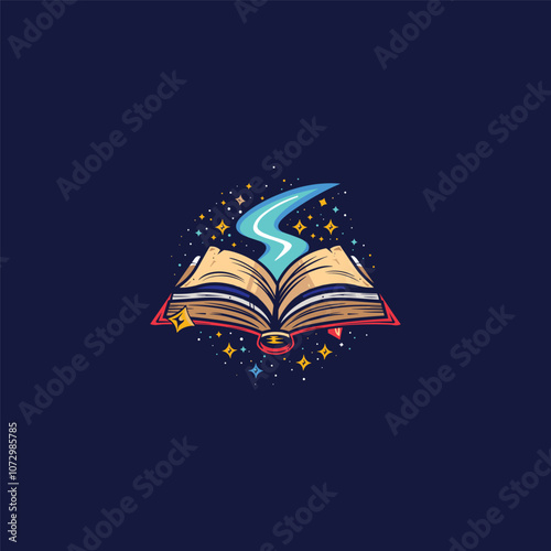 Magic book vintage design vector logo engraving artwork
