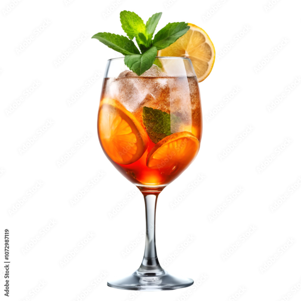Glass of apiol spritz cocktail isolated Glass of apiol spritz cocktail isolated