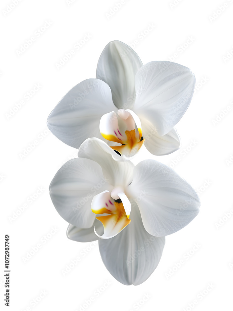 Obraz premium Elegant White Orchid Bloom on transparent Background