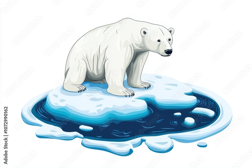 Fototapeta premium A majestic polar bear standing on an ice floe in a vibrant icy sea, showcasing the beauty of wildlife.