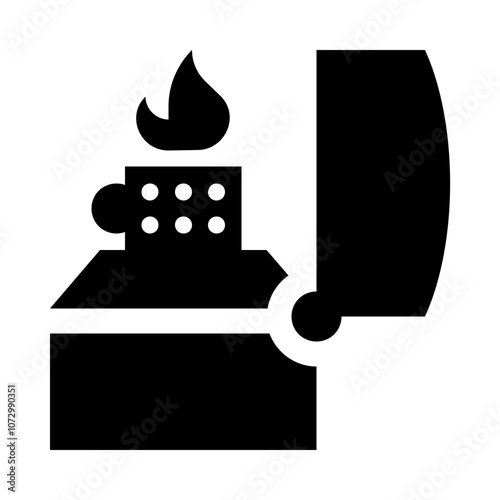 Smoking Fire Lighter Solid Icon photo