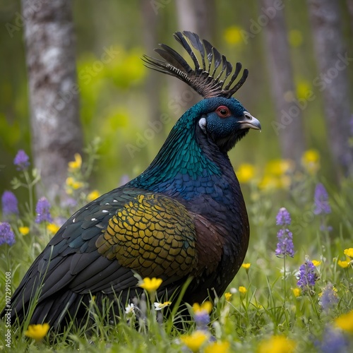 Flamboyant Spring: The Capercaillie Showcasing Its Beauty