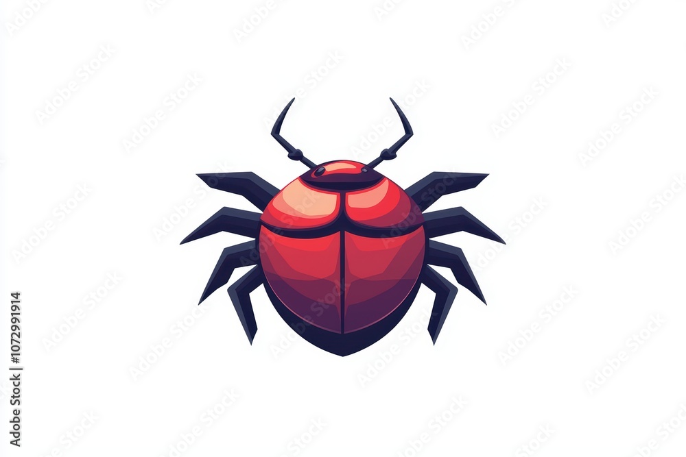 Colorful beetle illustration, white isolated background.