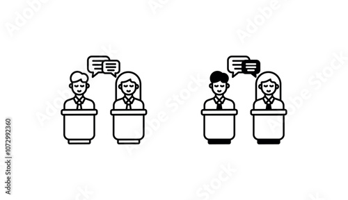 Candidate Debate Stage icon design with white background stock illustration