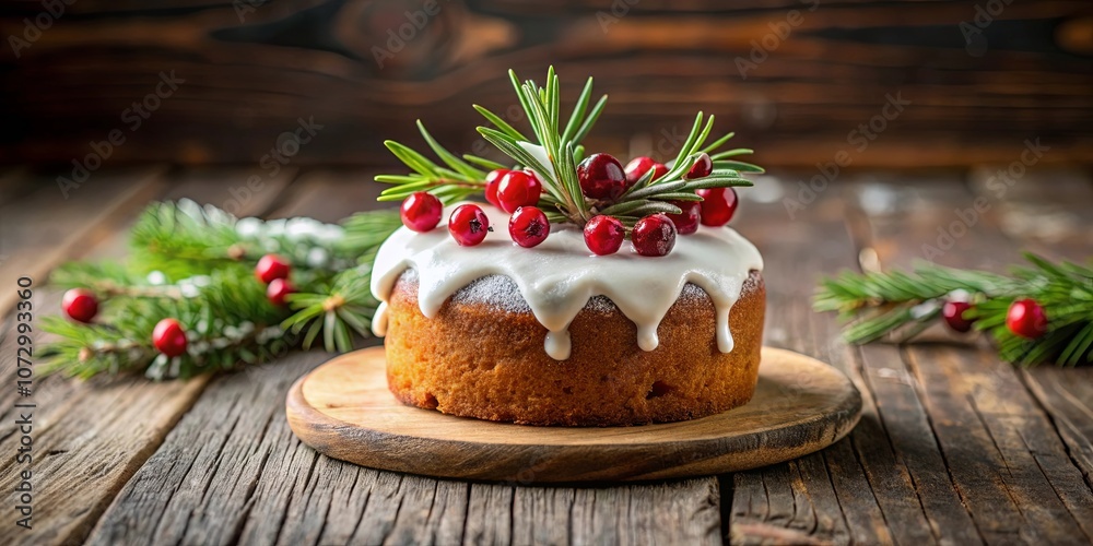 custom made wallpaper toronto digitalA Festive Delight A Glazed Bundt Cake Topped With Cranberries and Evergreen Sprigs, Ready to Be Served on a Rustic Wooden Table