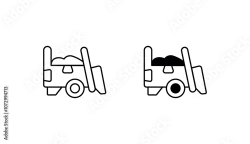 Manure spreader icon design with white background stock illustration