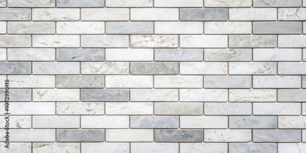 Obraz premium A close-up view of a white and gray brick wall, featuring subtle variations in texture and color.