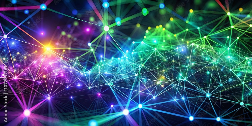 A symphony of vibrant lines and luminous points, a vibrant representation of connectedness and interplay. A symphony of vibrant lines and luminous points, a vibrant representation of connectedness and interplay.