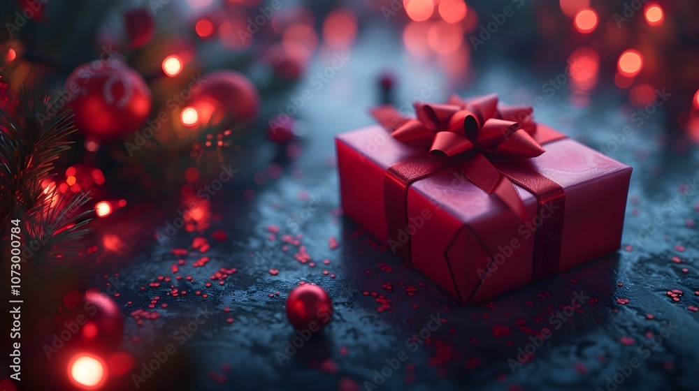 christmas and new year background - gift boxes and pine cones and branches on the background of bokeh garlands christmas and new year background - gift boxes and pine cones and branches on the background of bokeh garlands
