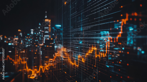 Wallpaper Mural Smart digital Innovation city Business skyscrapers in the Financial District with connection network reciprocity over the cityscape. of future smart wireless digital city and social media networking

 Torontodigital.ca